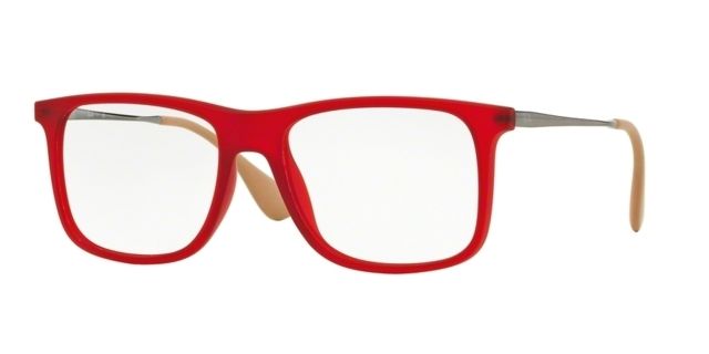 Ray-Ban Ray-Ban RX7054F Single Vision Prescription Eyeglasses 5525-53 - Rubber Red Frame