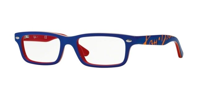 Ray-Ban Ray-Ban RY1535 Single Vision Prescription Eyeglasses 3601-46 - Top Blue On Red Frame