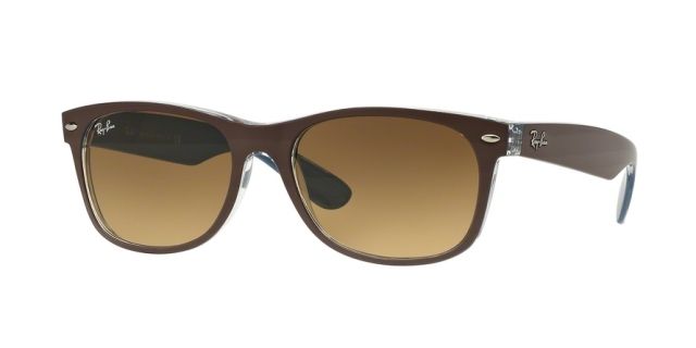 Ray-Ban Ray-Ban New Wayfarer Bifocal Sunglasses RB2132 with Lined Bi-Focal Rx Prescription Lenses RB2132-618985-52 - Lens Diameter 52 mm, Frame Color Top Mt Chocolate On Blue