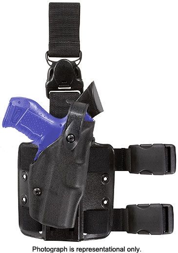 Safariland Safariland ALS Tactical Holster w/ Quick Release Leg Harness, Right Hand, STX Tactical Black Leg Shroud Single Strap Molle locking System receiver Plate and Locking Fork 6305-83-131-SP10-MS15-MS18