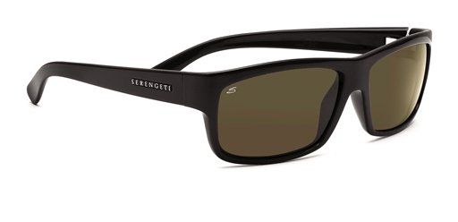 Serengeti Serengeti Martino Sunglasses, Shiny Black Frame, 555nm Polarized Lens, 7492