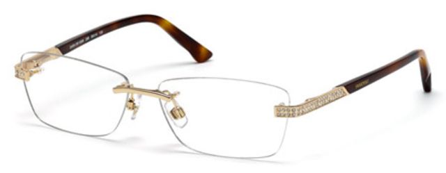Swarovski Swarovski SK5089 Single Vision Prescription Eyeglasses - Shiny Rose Gold Frame, Gradient Smoke Lenses, 56 mm Lens Diameter SK50895628B