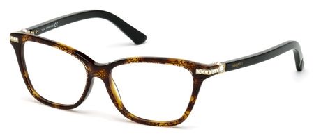 Swarovski Swarovski SK5153 Progressive Prescription Eyeglasses - Havana Frame, 54 mm Lens Diameter SK515354056