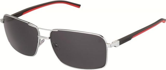 Tag Heuer Tag Heuer 0882 Single Vision Prescription Sunglasses, Palladium Frame - Black/Red Temples Frame, Outdoor Grey Lens-0882-102SV