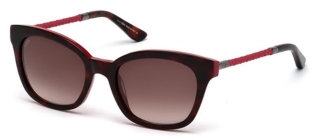Tod's Tod's TO0151 Single Vision Prescription Sunglasses TO01515254Z - Lens Diameter 52 mm, Frame Color Red Havana
