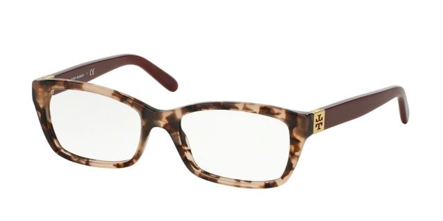Tory Burch Tory Burch TY2049 Single Vision Prescription Eyeglasses 1363-51 - Blush Tortoisemilky Cabernet Frame