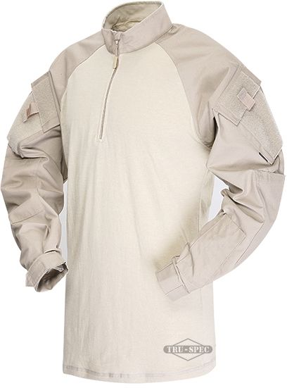 Tru-Spec Tru-Spec 1/4 Zip Tactical Response Combat Shirt 50/50 Nylon/Cotton Rip-Stop, Khaki/Sand, XLarge Regular 2546006