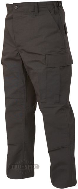 Tru-Spec Tru-Spec BDU Pants, 65/36 Poly/Co Rip, Black, Large, Long 1324025