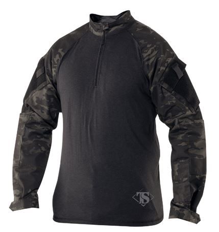 Tru-Spec Tru-Spec 1/4 Zip Tactical Response Combat Shirt 50/50 Nylon/Cotton Rip-Stop, MultiCam Black, Medium Long 2539024