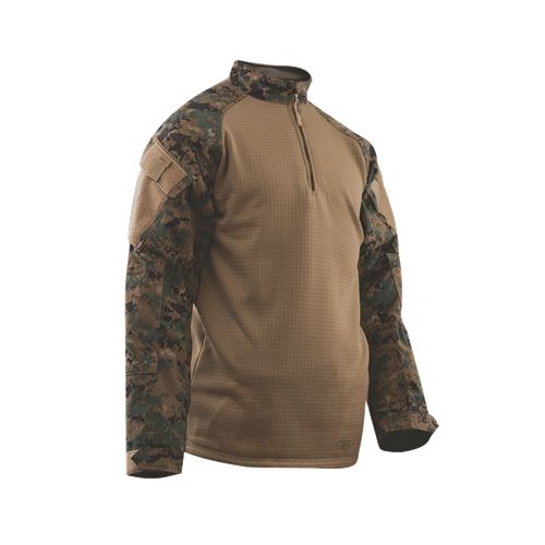 Tru-Spec Tru-Spec T.R.U. 1/4 Zip Winter Combat Shirt 65/35 Polyester/Cotton Rip-Stop, Digital Woodland, XLarge Long 2595026