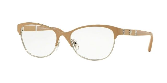 Versace Versace VE1233Q Single Vision Prescription Eyeglasses 1367-53 - Beige/silver Frame