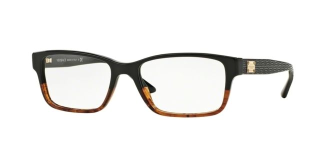 Versace Versace VE3198 Single Vision Prescription Eyeglasses 5117-53 - Black / Havana Frame