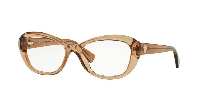 Versace Versace VE3216 Progressive Prescription Eyeglasses 617-54 - Transparent Brown Frame